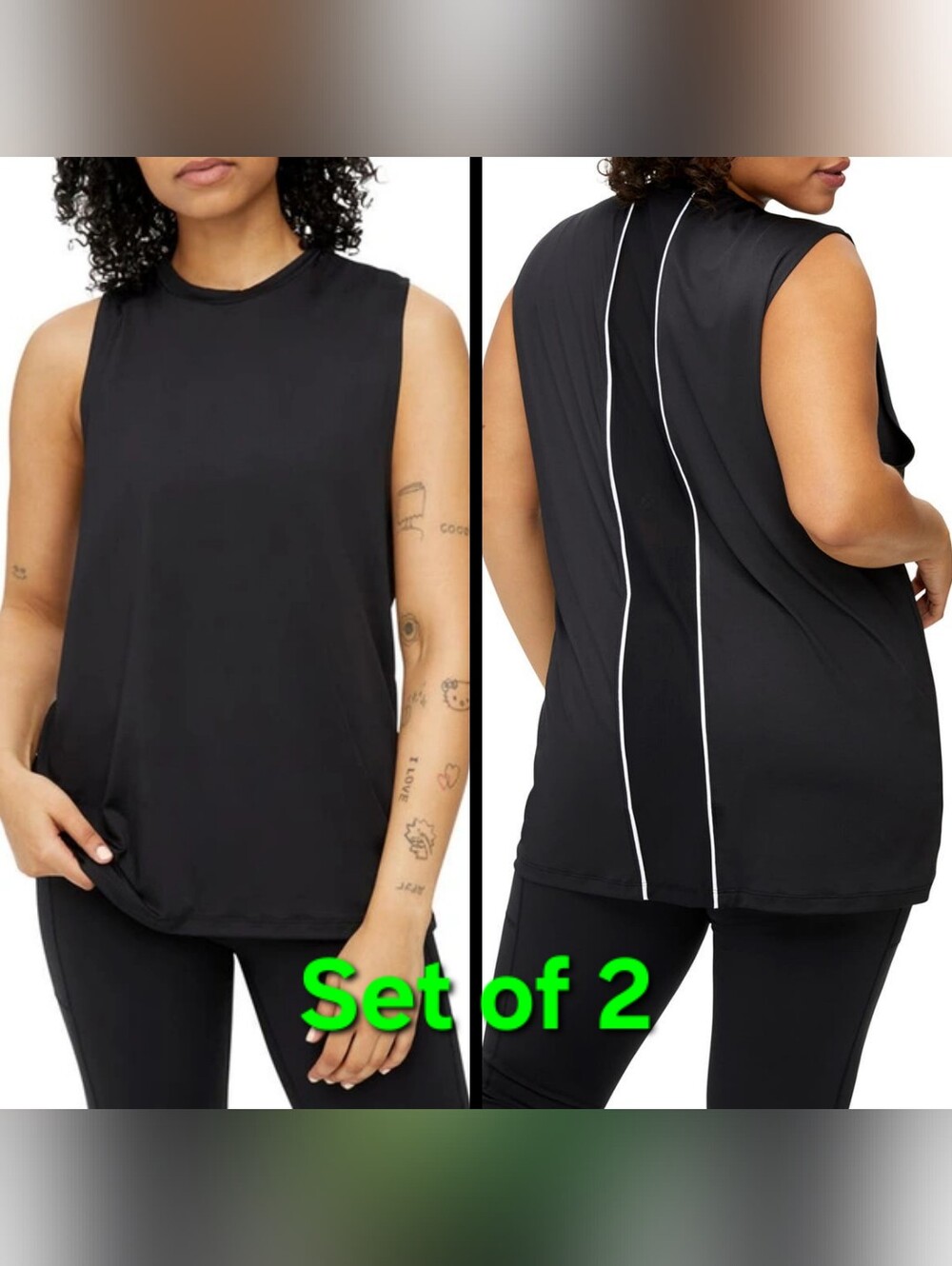 TomboyX athletic Open Back tank top muscle shirt, size 4X- set of 2